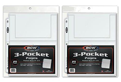 40 (Forty Pages) - BCW Pro 3-Pocket Page (4 X 6 Cards, Postcards or Photos)