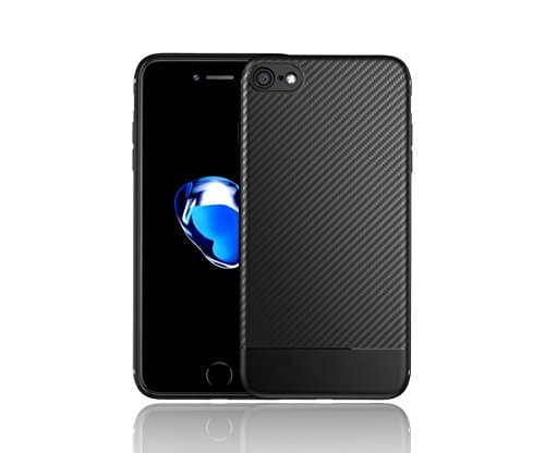 iPhone 8/7 Protective Slim Case, Kcpella TPU Grid Pattern Texture Shockproof Ultra Thin Ultralight Cover New Cool Phone Cover shell (iPhone 8 Black)