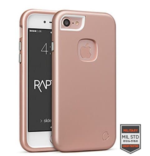 iPhone 8 4.7" Case, Cellairis Rapture Elite 3-Layer Grippy Protective Shockproof Rugged Impact Polycarbonate/Silicone Defense Case for Apple iPhone 8 - Matte Finish (Rose Gold/White)