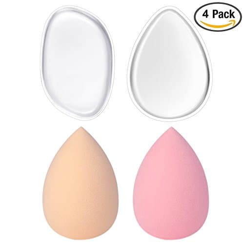 KEKU 2 Pack Silicone Makeup Sponge with 2 Pack Beauty Makeup Blender Set for Concealer Gel Foundation Liquid Creams Contouring Cosmetic Application