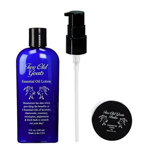 Two Old Goats Essential Oil Lotion 8oz and 4oz Thick Balm with BW Skin Care's Exclusive Pump, Comboz Packaging
