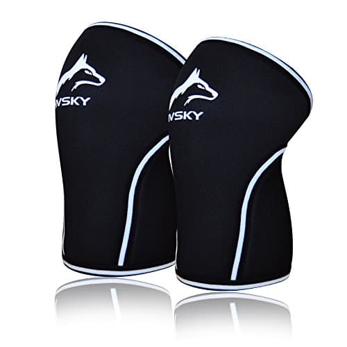 Knee Sleeves ( 1 Pair w/ Gym Bag ) Support & Pain Compression for Powerlifting, CrossFit, Weightlifting, WOD – HVSKY Fitness 7mm Neoprene Knee Sleeves – Unisex