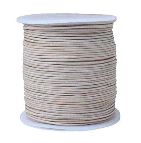 Round Leather Cord, 100 Meters Bulk Spool, 1.0 Millimeter Natural