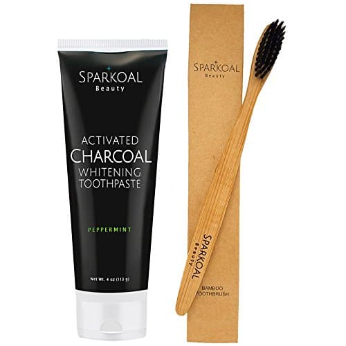 Activated Charcoal Toothpaste with Bonus Bamboo Toothbrush - Best Natural Teeth Whitening - Organic Coconut Oil - Made in USA - Removes Bad Breath and Tooth Stains - Safe Ingredients
