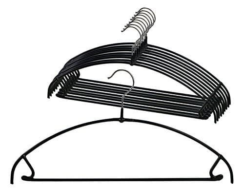 Mawa by Reston Lloyd Euro Series Ultra Light/Thin Non-Slip Space-Saving Style 42/PTU Clothes Hanger with Bar & Hooks for Pants & Skirts, Set of 10, Black by Mawa