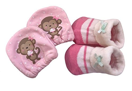 CAcB New Born Girl Mitten &amp; Bootie Set