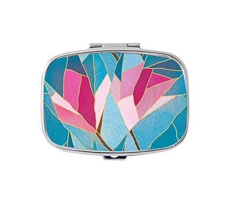 Colorful Glass Rose Rectangular Pill Box/Pill case-• 2 Compartments for Keeping Pills Separate Pill Box/Pill case