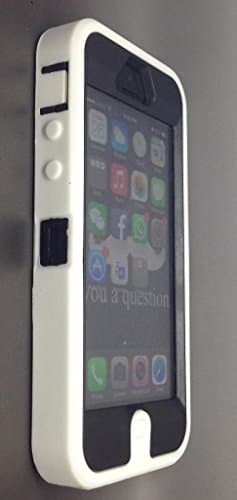 iPhone 5C case, OKASE iPhone 5C Hybrid Armor Cover Case, iPhone 5C Dual Layer Heavy Duty Case. iPhone 5C Durable Protective Silcone Layer + Plastic Shell Case, iPhone 5C Shockproof Case with Built-in Screen Protector - (OKASE (TM) Original User Friendly Packaging) - White on Black