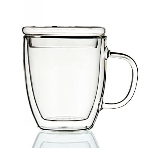 PaperEra Double Wall Glass Mug Heat Resistant Cup for Infusing Coffee, Milk, Tea (Mug 14 oz.)