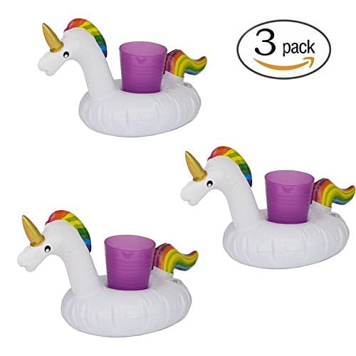 Unicorn Drink Floaties Holder, Float your drinks in style, Inflatable Coasters Cup Drink Holder, 3 Pack