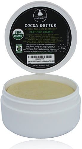 Real CERTIFIED Organic Raw Cocoa Butter ~ Premium,Unrefined, Non-Deodorized! Extracted From The Cacao Bean ~ Rich Chocolate Aroma! Naturally Rich In Antioxidants![3.75 oz Low Profile Easy To Use JAR]