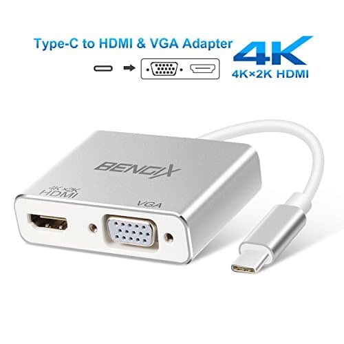 BENGIX USB 3.1 Type C to HDMI (4K x 2K)/VGA Converter Adapter 2 in 1 for MacBook ChromeBook Pixel Play and Plug, Silver