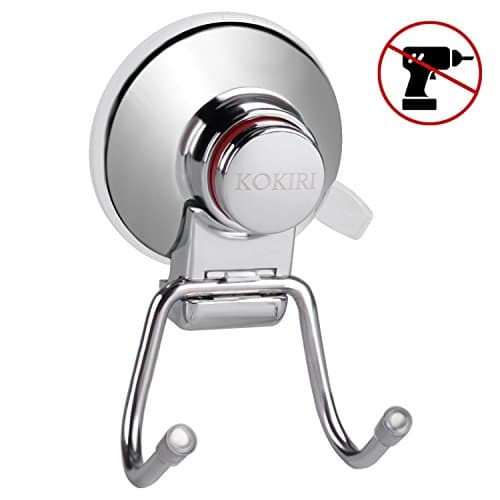 KOKIRI Towel hook,Powerful Vacuum Suction Cup Hooks Holder stainless steel coat hook,Bathroom Shower Kitchen Storage Organizer Hanger for Bath robe-Organizer for Towel, Bathrobe and Loofah,Chrome