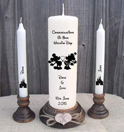 Personalised Mickey & Minnie Mouse Disney Unity Candle Set Wedding Anniversary Gift