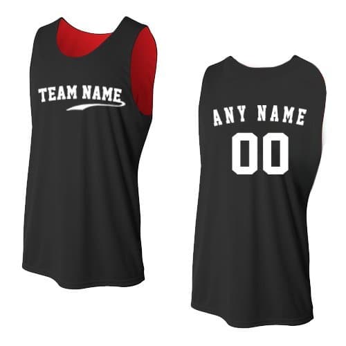 Black/Red Adult Large CUSTOM (Front and/or Back) Reversible Sleeveless Wicking Tank Sports Jersey Top
