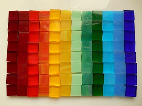 400 1 cm x 1 cm Square Pieces Mixed Color Glass Mosaic Tiles USA Made Mosaic Glass Pieces For Home Decoration or DIY Crafts