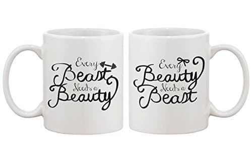 Every Beauty Needs A Beast Romantic Matching Coffee Mugs- Cute Couple Mug, Ceramic Mug, Anniversary Gift, Valentine's Day Gift, Perfect Gift For Girlfriend/Boyfriend, 11oz 15oz