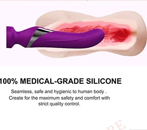 Aphojoy Dual Penetrations Magic Wand USB Rechargeable Silicone Waterproof 360 Degree Rotation Beads Sex Vibrator for Women