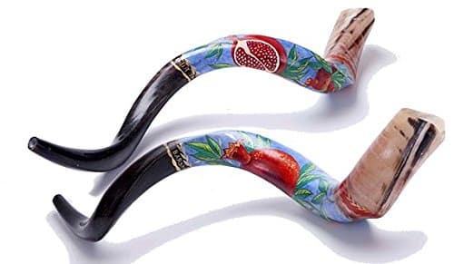 Extra Large 40-42" Painted Kudu Shofar Red Pomegranate + Bag New From Shofarot Israel