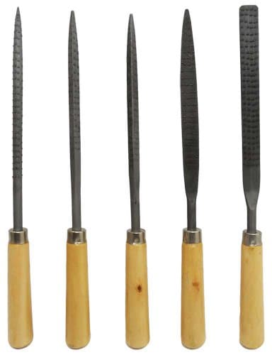 RIDGEBUSTER: 7" Round/square/triangle Wood Rasp 5-piece Set With Wooden Handles