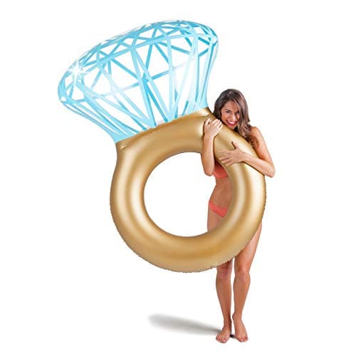 Inflatable Diamond Ring Pool Float - Engagement Ring Bachelorette Party Tube Stagette Swimming Floaty Outdoor Water Lounge for Adults & Kids