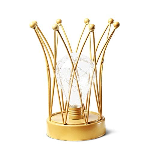 Table Lamp Wrought Iron Crown Shape LED Table Light Bedroom Bedside Lamp Night Light Creative Desk Tabletop Lamp