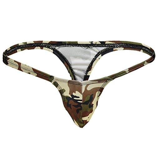 FFESHOW Men's Smooth Bikini Thongs G String Bulge Pouch Underwear Swimwear