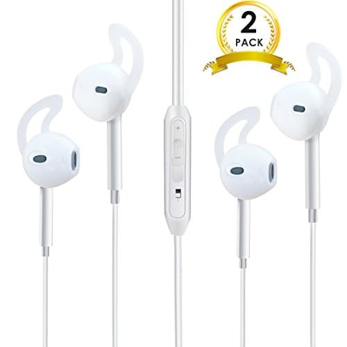 originAIM [2Pack] iPhone Wire Headphones, Corded headset with Mic and Remote Control For IOS &amp; Android (WHITE)