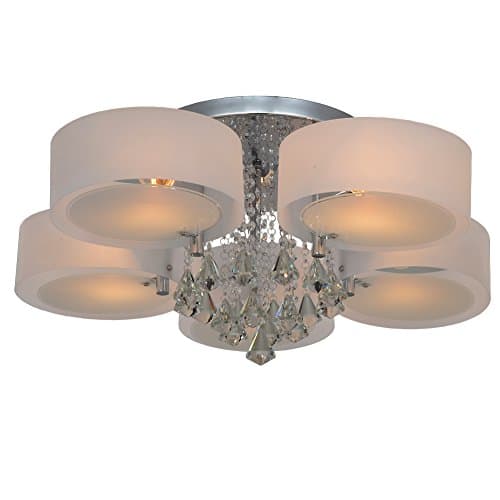 PUSU Crystal Ceiling Lamps,Flush Mount Chandeliers,Modern 5-Light Ceiling Light Fixtures,for Dining Room Living Room Bedroom.