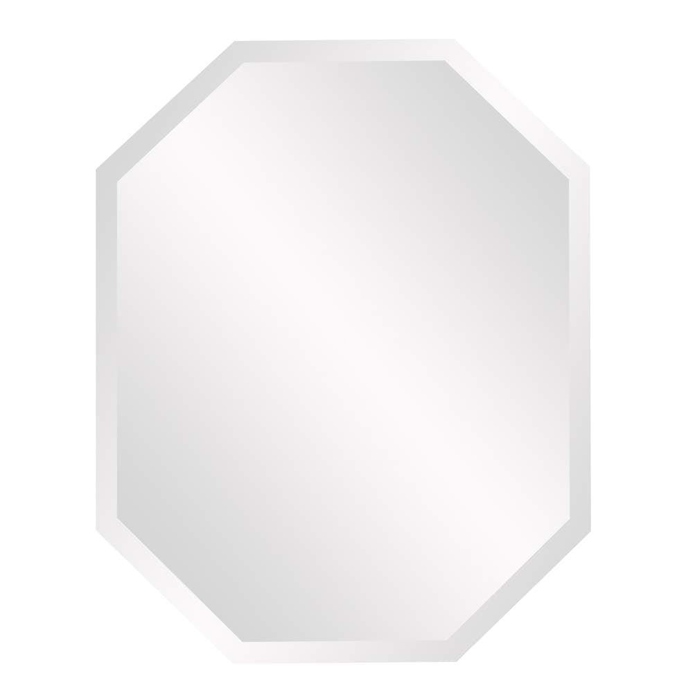Howard Elliott Frameless Silver Octagonal Wall Hanging Mirror, Elegant Beveled Edges Frameless Wall Hanging Mirror, Modern Accent Decorative Vanity Mirror for Bathroom, Entryway, Bedroom, 22 x 28 inch
