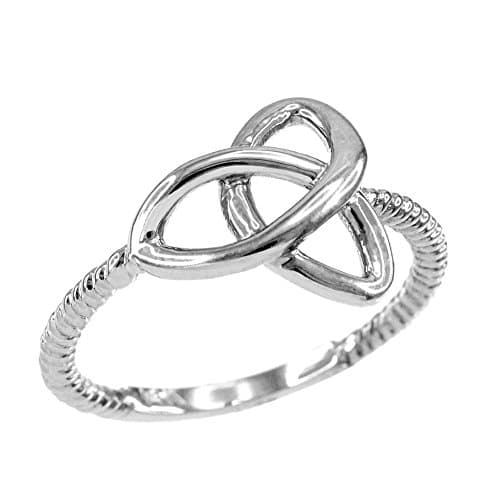 High Polish 925 Sterling Silver Twisted Style Rope Band Trinity Knot Ring (Size 8.5)