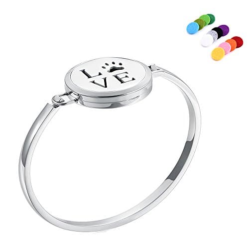 Yinplsmemory Essential Oil Diffuser Bangle Stainless Steel Pet Paw Lockets Aromathrapy Oil Diffuser Perfume Bangle
