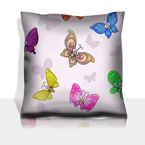 ZMYGH Throw Pillowcase Cotton Satin Comfortable Decorative Soft Pillow Covers Protector sofa 18x18 1 pack Seamless pattern with funny cartoon colorful butterflies vector tex