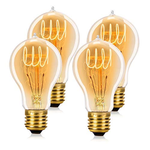 WEDNA Vintage A19 Edison Bulbs 40W E27 Screw Base Nostalgic Decorative Glass Filament Light Art Deco Retro Edison Light Bulb Warm White - 4 Pack