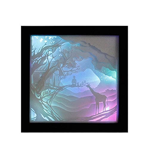 Lamps Study Light Table Lamp Desk Lamp Reading Lamp Starlight Light and Shadow Paper Carving Figures Landscape Creative 3D Three-Dimensional Paper Craft Gift Paper Carving Lamp Custom [Energy Class A+]