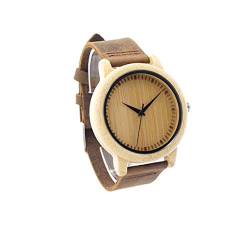 Modern Mens Solid Sandal Wood Watch with Bamboo Case