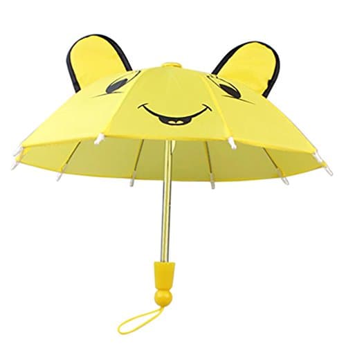 18 Inch Doll Hot Pink Umbrella, Handle Loop, Open &amp; closes Perfect For 18 Inch American Girl Dolls &amp; More (Yellow)