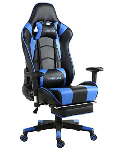 Big Gaming Chair for PC Ergonomic Racing Game Chair Computer Chairs with Footrest,Blue/Black