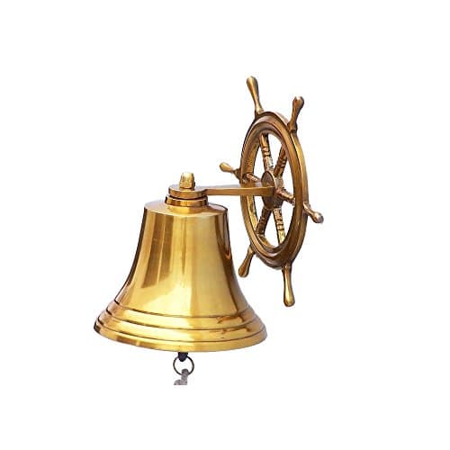 HND Brass Hanging Ship Wheel Bell 8 "