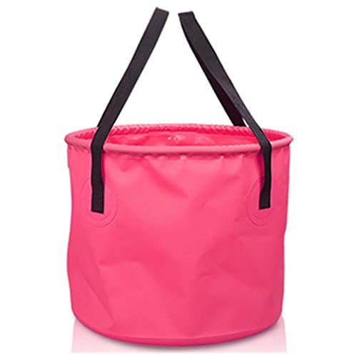 10L Compact Collapsible Bucket - Portable Folding Water Container - Lightweight & Durable- best for Outdoor Camping Fishing Hiking Travelling Picnic Gardening (pink)