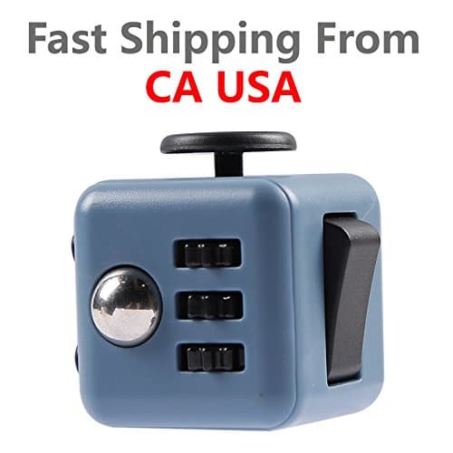 Fun 6 Sided Fidget Cube Anti-irritability Dice Anxiety Attention Stress Relief Xmas Children and Adults Toy (Dark Gray)