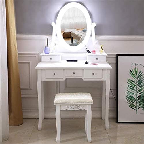 Hollywood Lighted Dressing Tabletop Mirror Beauty Dressing Table With Led Bulbs Dressing Table Vanity Makeup Table Vanity Set with Lighted Mirror