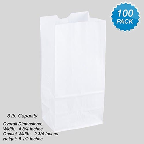 White Rainbow Paper Bags 3 lb Capacity (100Pcs/Pack, Multiple Sizes Available) (1, 3 lb)