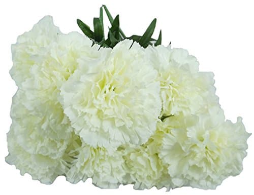 Artificial Flowers, Artificial Carnations White Flowers, (Pack of 2) Wedding Party Vase Decor Bridal Shower Favor Centerpieces