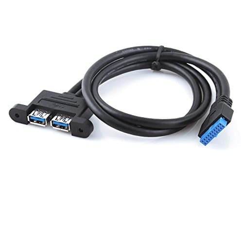 Internal USB Motherboard Connection 2 Port USB 3.0 Female to 20 Pin Baffle Adapter Cable