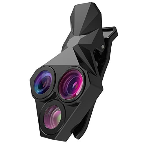 Hhusali iPhone Lens, 0.65x Wide Angle + 20x Macro + 160° Fisheye Lens Clip-on Cell Phone Camera Lenses Kit for iPhone 7/6/5/4, Android/Samsung Mobile Smartphone