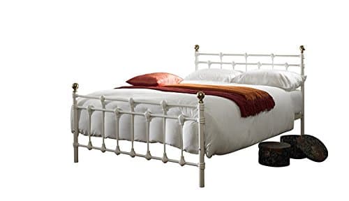 Oxford Small Double (4ft) metal bed frame - White /gold (Off White) with a Pocket 1000 individually pocketed spring Mattres