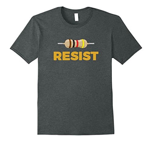 Mens Resist! Funny Electronic and Science Geek Tshirt Medium Dark Heather
