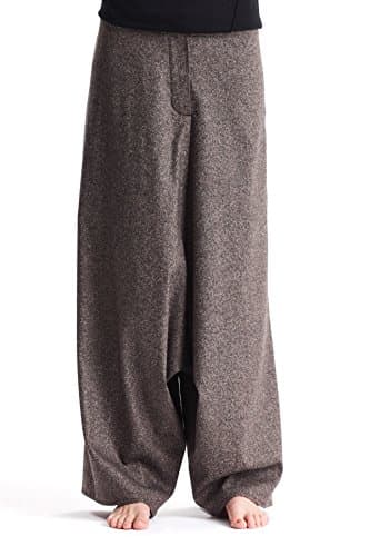 Extravagant Loose Wool Brown Melange Large Pants