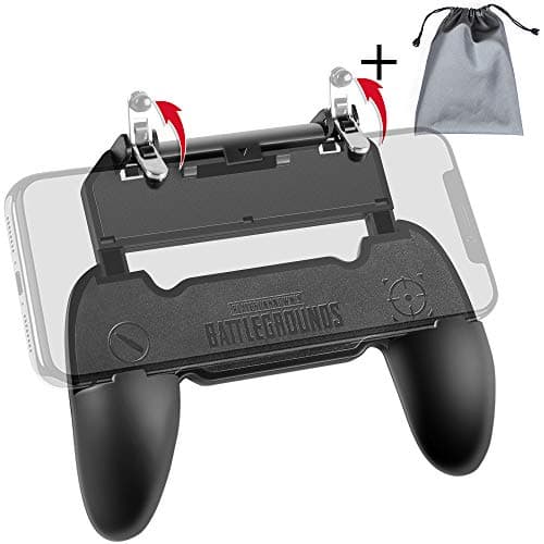 Mobile Game Controller with Bracket for Fortnite PUBG, Mobile Controller Phone Controller Mobile Trigger Joystick L1R1 Gamepad Remote for 4-6.5" iOS & Android (W10 Version)